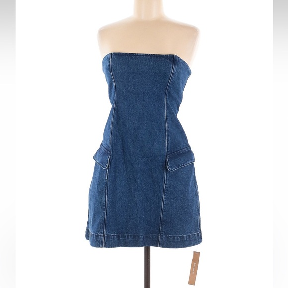 Reformation Josephine denim mini dress size 4 NWT - Picture 1 of 3